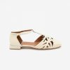 ANGEL ALARCON Tinia - Flat Sandal In Engraved Shiny Leather With Ankle Strap And Heel | Spring - Summer - Ss